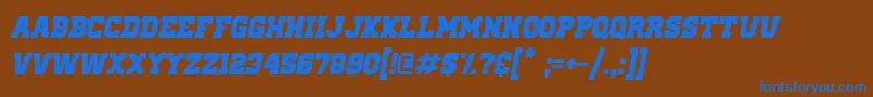 OldSchoolUnitedItalic Font – Blue Fonts on Brown Background