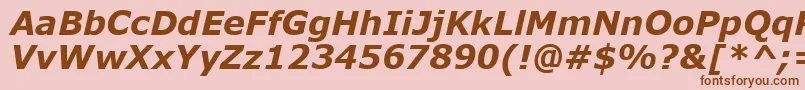 Fonte VerdanaBoldItalic – fontes marrons em um fundo rosa