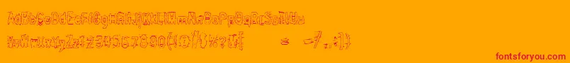 Angry-Schriftart – Rote Schriften auf orangefarbenem Hintergrund