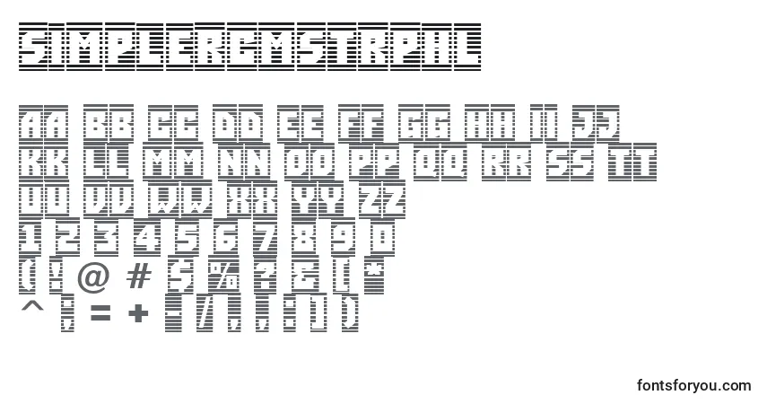 Czcionka Simplercmstrphl – alfabet, cyfry, specjalne znaki