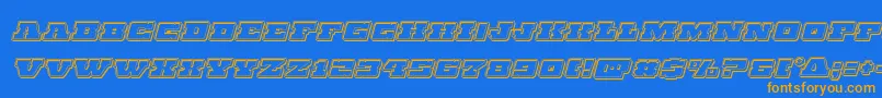Chicagoexpressengraveital-Schriftart – Orangefarbene Schriften auf blauem Hintergrund