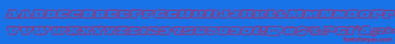 Chicagoexpressengraveital-Schriftart – Rote Schriften auf blauem Hintergrund