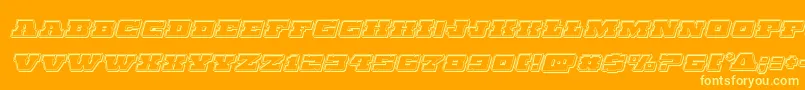 Chicagoexpressengraveital-Schriftart – Gelbe Schriften auf orangefarbenem Hintergrund