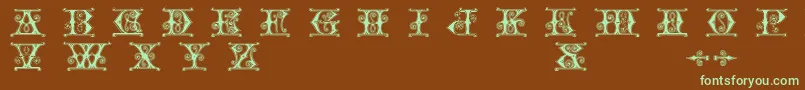 フォントGender – 緑色の文字が茶色の背景にあります。