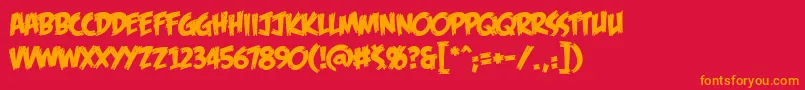 フォントFeasfbrg – 赤い背景にオレンジの文字