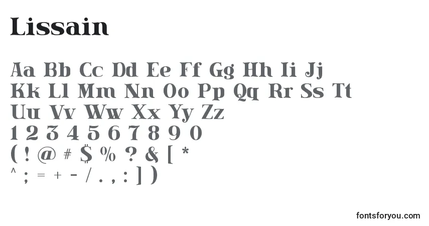 A fonte Lissain – alfabeto, números, caracteres especiais
