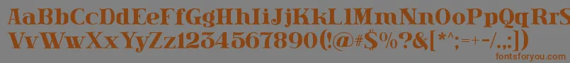 フォントLissain – 茶色の文字が灰色の背景にあります。