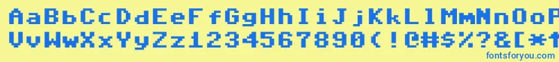 CommodorePixelizedV1.2 Font – Blue Fonts on Yellow Background