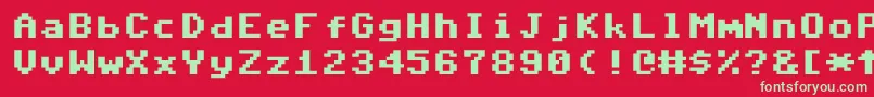 CommodorePixelizedV1.2-fontti – vihreät fontit punaisella taustalla