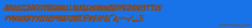 フォントBeastiancondital – 茶色の文字が青い背景にあります。