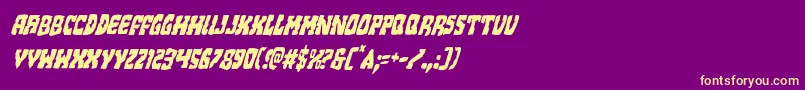 フォントBeastiancondital – 紫の背景に黄色のフォント