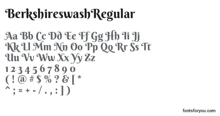 A fonte BerkshireswashRegular – alfabeto, números, caracteres especiais