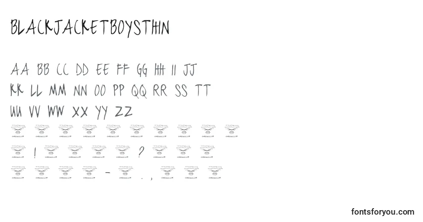 Schriftart BlackjacketboysThin – Alphabet, Zahlen, spezielle Symbole
