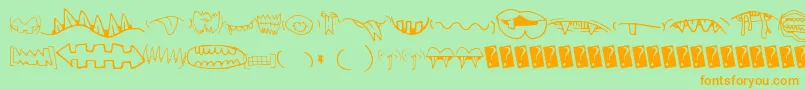 Creaturebuildermouths-Schriftart – Orangefarbene Schriften auf grünem Hintergrund