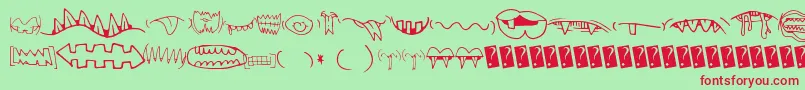 フォントCreaturebuildermouths – 赤い文字の緑の背景