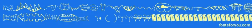 Creaturebuildermouths Font – Yellow Fonts on Blue Background