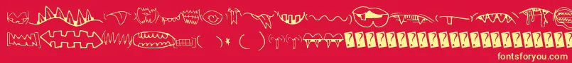 Creaturebuildermouths Font – Yellow Fonts on Red Background