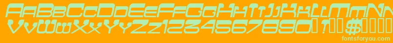 FlattopscapssskBolditalic-Schriftart – Grüne Schriften auf orangefarbenem Hintergrund