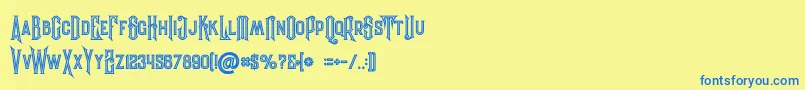 Evolveinline Font – Blue Fonts on Yellow Background