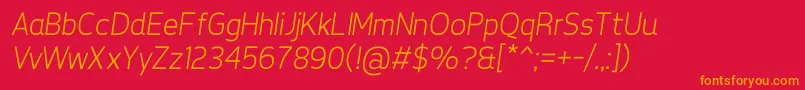 TepenoSansLightItalic Font – Orange Fonts on Red Background