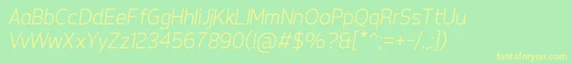 TepenoSansLightItalic Font – Yellow Fonts on Green Background