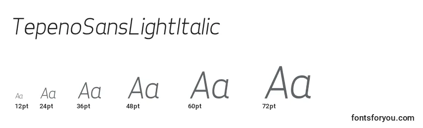 TepenoSansLightItalic Font Sizes
