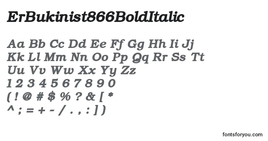 Шрифт ErBukinist866BoldItalic – алфавит, цифры, специальные символы