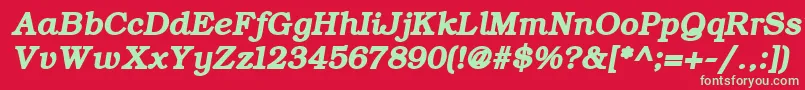 ErBukinist866BoldItalic-Schriftart – Grüne Schriften auf rotem Hintergrund
