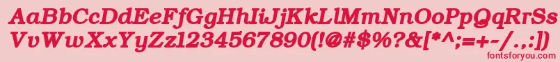 フォントErBukinist866BoldItalic – ピンクの背景に赤い文字