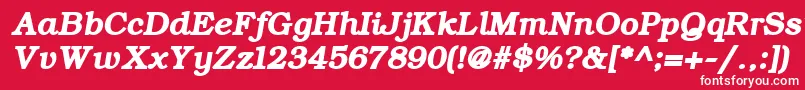 ErBukinist866BoldItalic-Schriftart – Weiße Schriften auf rotem Hintergrund