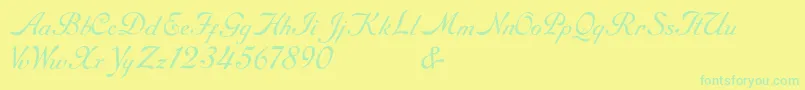 Fonte RoundhandFree – fontes verdes em um fundo amarelo