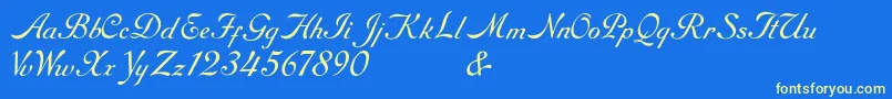 RoundhandFree Font – Yellow Fonts on Blue Background