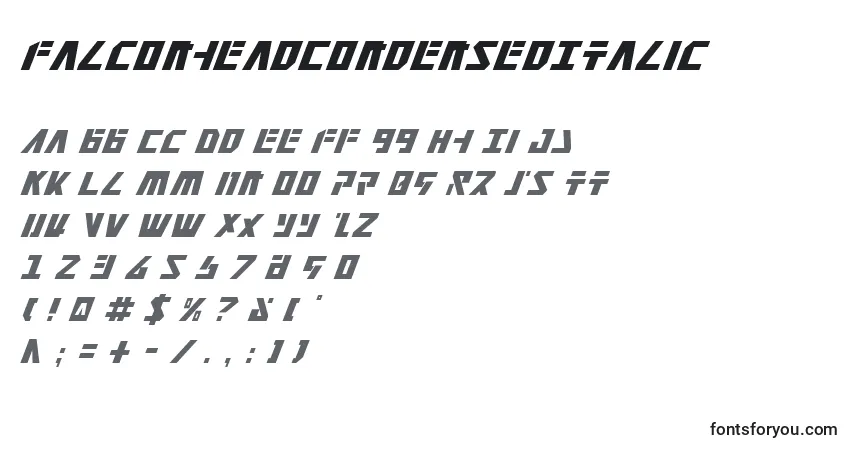 characters of falconheadcondenseditalic font, letter of falconheadcondenseditalic font, alphabet of  falconheadcondenseditalic font