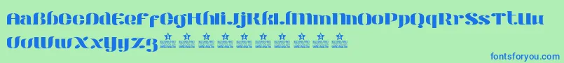 Więcej informacji o czcionce ModernStencilPersonalUse Czcionka ModernStencilPersonalUse – niebieskie czcionki na zielonym tle