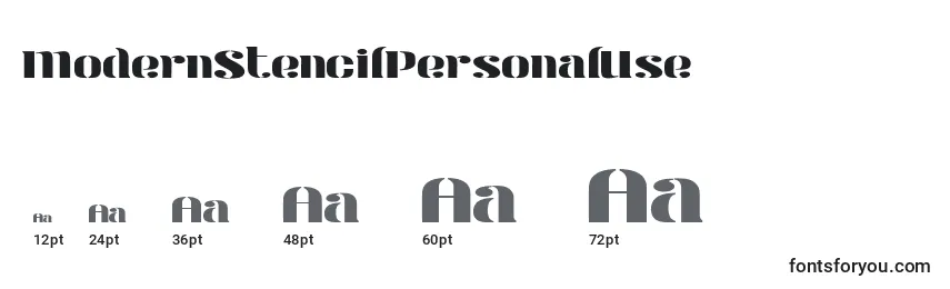 ModernStencilPersonalUse Font Sizes
