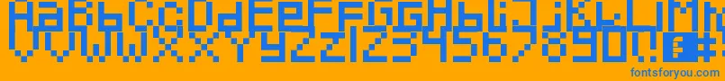 Pixeled-fontti – siniset fontit oranssilla taustalla