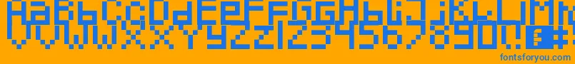 フォントPixeled – オレンジの背景に青い文字