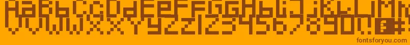Pixeled-Schriftart – Braune Schriften auf orangefarbenem Hintergrund