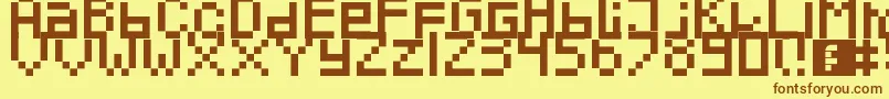 Pixeled-fontti – ruskeat fontit keltaisella taustalla