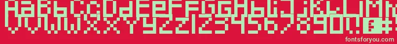 フォントPixeled – 赤い背景に緑の文字