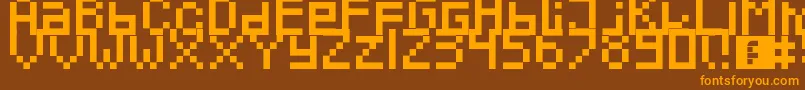 Pixeled-Schriftart – Orangefarbene Schriften auf braunem Hintergrund