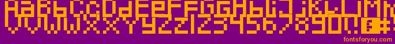 Pixeled-fontti – oranssit fontit violetilla taustalla