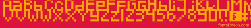 フォントPixeled – 赤い背景にオレンジの文字