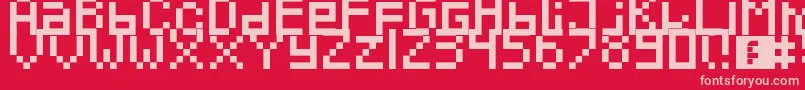 Pixeled-Schriftart – Rosa Schriften auf rotem Hintergrund