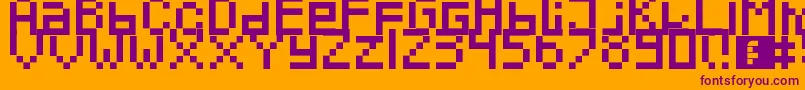 Pixeled-fontti – violetit fontit oranssilla taustalla