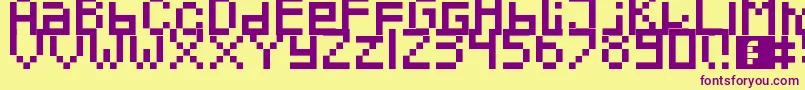 Pixeled Font – Purple Fonts on Yellow Background