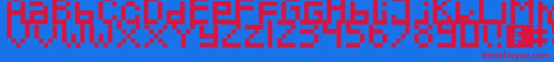 Pixeled-fontti – punaiset fontit sinisellä taustalla
