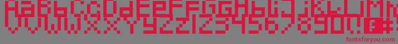 Pixeled-Schriftart – Rote Schriften auf grauem Hintergrund