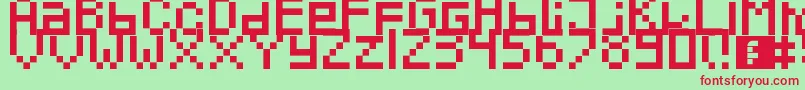 Pixeled-fontti – punaiset fontit vihreällä taustalla