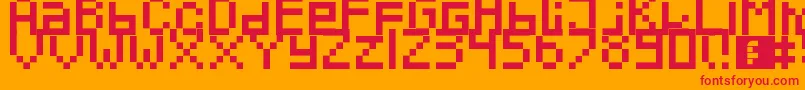 Pixeled-fontti – punaiset fontit oranssilla taustalla